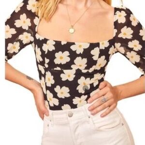 Reformation Daisy Print Georgia Top